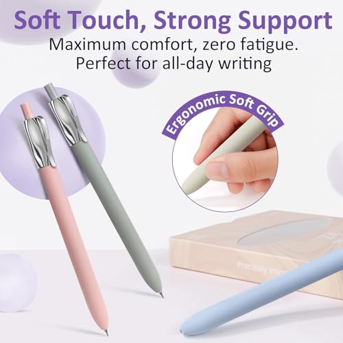 Solati Premium Gel Pens, 5-Pack Retractable 0.5mm Black Ink Pens, Luxury Aesthetic Fluid Design, Smooth Quick-Dry Writing Pens for Journaling, Note-Taking, Office, School Supplies (Z4 5PCS Morandi) - color: Z4 5PCS Morandi