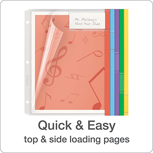 Oxford Plastic Binder Dividers, Full Pocket Top & Side Loading Sheet Protector Dividers, Built in Extra Large Tabs, Asst Colors, 5-Tab, 3 Sets (89651)