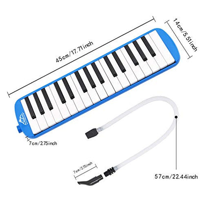 EastRock 32 Key Melodica Instrument Keyboard Soprano Piano Style with Mouthpiece Tube Sets and Carrying Bag for Beginners Adults Gift Blue - color: Blue, size: 32key