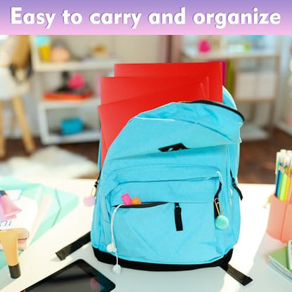 pmybupo 25 Pack Red 2 Pocket Folders Heavy-Duty Plastic Folders with Pockets,8.5x11 Document Folders for School and Office - color: Red