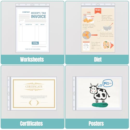 6 Pack 8.5" x 11" Resealable Zip Sheet Protectors, Waterproof Clear Rigid Plastic Sleeves for Documents, Photos, Certificates, and Wall Sign Displays, Heavy Duty Page Protectors