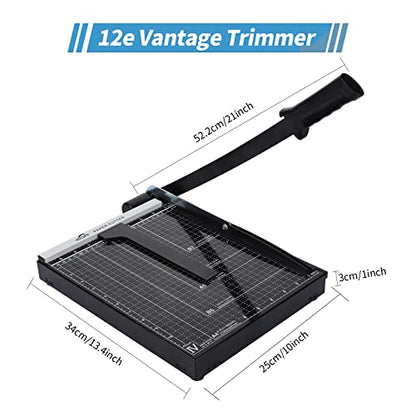 ISDIR Guillotine Paper Cutter 12" with Integrated Pressure Bar – Heavy Duty Metal Base, 15 sheet Capacity, Magnetic Guide & Safety Guard – Precision Trimmer for Cardstock, Crafts, DIY, Photos & Office - color: 12"black1