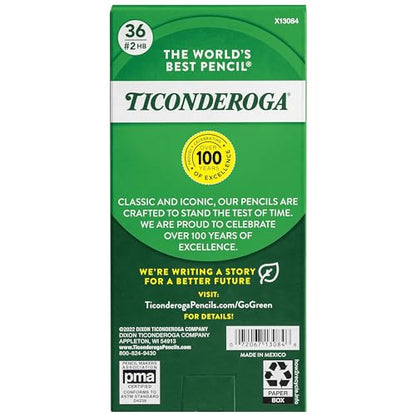 Ticonderoga My First Tri-Write Wood-Cased Pencils, Unsharpened, 2 HB Soft, Without Erasers, Yellow, 36 Count