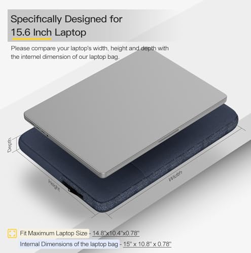 15.6 Inch Laptop Sleeve Case for HP Pavilion 15.6, Compatible with Acer Chromebook 15/ Aspire, ASUS Chromebook CX15/ VivoBook 15 16, Water Resistant Computer Carrying Bag, Navy Blue - color: Navy Blue, size: 15.6 -16 Inch