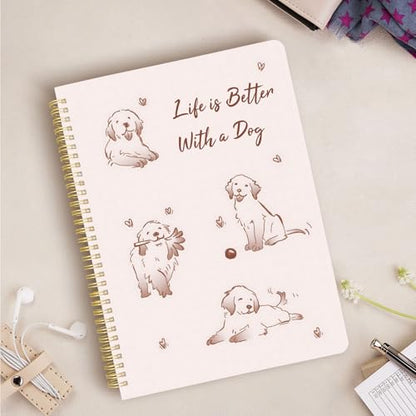 Cute Spiral Notebook journal A4 Aesthetic Pretty Design for Women Girls Kawaii with Pocket, 8.5 x 11 inch, Graph, Better Dog - color: Better Dog, style: Graph