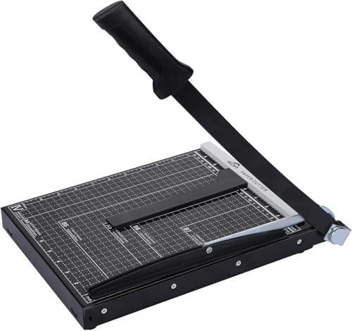 ISDIR Guillotine Paper Cutter 12" with Integrated Pressure Bar – Heavy Duty Metal Base, 15 sheet Capacity, Magnetic Guide & Safety Guard – Precision Trimmer for Cardstock, Crafts, DIY, Photos & Office - color: 12"black1