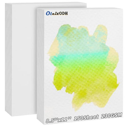 150 Sheets Cotton Watercolor Paper Bulk -230GSM Art Paper-8.5 x 11 inch Painting & Craft Paper, Finger Paints, Watercolor, Tempera, Drawing, Art Room & Home School Crafts - style: 8.5x11in-110LB/230GSM