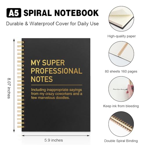 My Super Professional Notes Black Golden Horizontal Lined Spiral Notebook, Funny Spiral Notebook Gifts for Coworker Friend Office Worker Boss Leader Doodling Lover, Humorous Office Journal - style: My Super