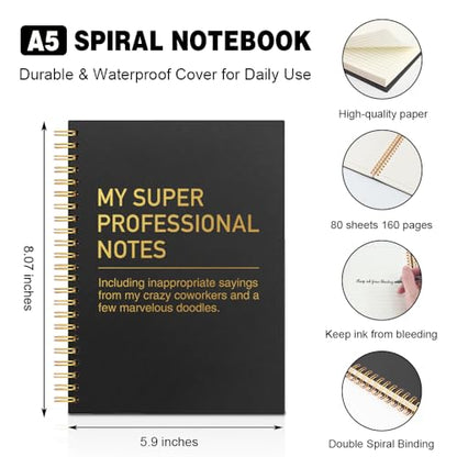 My Super Professional Notes Black Golden Horizontal Lined Spiral Notebook, Funny Spiral Notebook Gifts for Coworker Friend Office Worker Boss Leader Doodling Lover, Humorous Office Journal - style: My Super