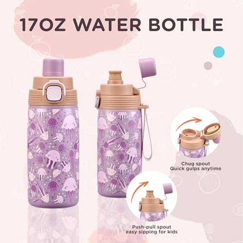 MAISON HUIS Bento Box for Kids with 8oz Soup Thermo, Insulated Lunch Bag & 17oz Water Bottle, 2-Compartment Bento Box with Built-In Ice Pack, Leak-Proof & BPA-Free - color: Pink2