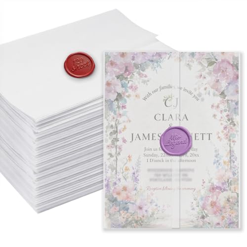 MioLegend 120 Pack Pre-Folded Vellum Jackets for 5x7 Invitations - Thick 115GSM Translucent Vellum Paper for Wedding Invites, Baby Shower & DIY Crafts - Elegant Wraps for A7 Envelopes & Greeting Cards - color: 5x7-120PCS