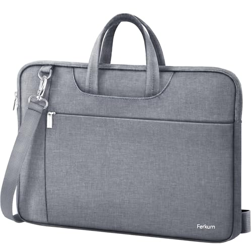Ferkurn 15.6 16 Inch Laptop Case Bag for Women Men Compatible with MacBook Pro M5/HP OmniBook Omen Envy/Lenovo Yoga IdealPad/Dell Pro Inspiron, Carrying Briefcase Computer Messenger Bag Case, Grey - color: Heather Grey, size: 15.6 inch