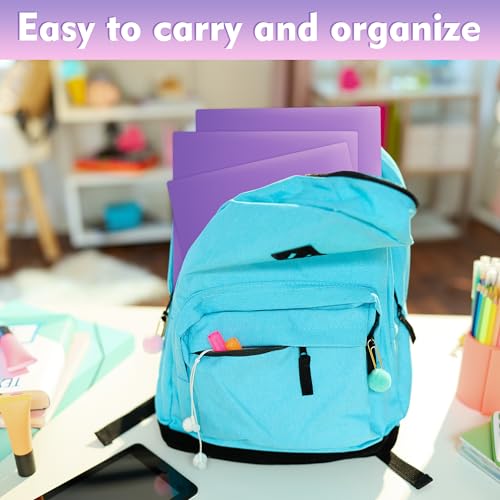 pmybupo 25Pack Purple Plastic Folders with Pockets,Durable Heavy Duty File Folders with Business Card Slot,2-Pocket Folder for Kids,Home,School,Office - color: Purple