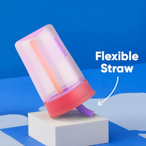 Owala Kids Insulation BPA-Free Plastic Tumbler with Spill Resistant Flexible Straw, Easy to Clean, Kids Water Bottle, Great for Travel, Dishwasher Safe, 15 Oz, Pink and Purple (Lilac Rocket) - color: Lilac Rocket, size: 15 Ounces