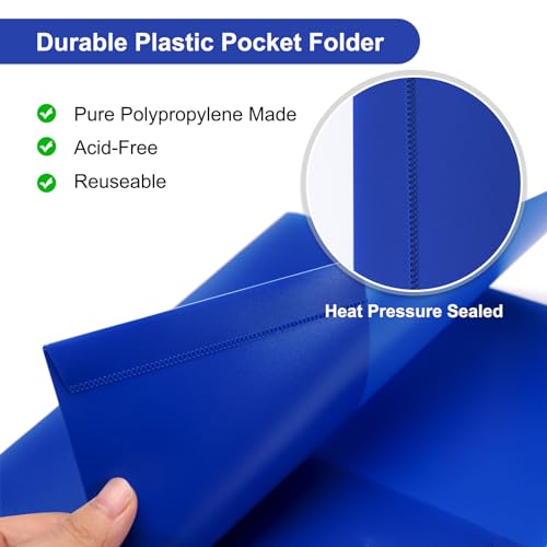 ViVin 60-Pack Heavy Duty 2 Pocket Folders, Plastic File Folders for School, Office and Home (Blue) - color: Blue, size: 60 PACK