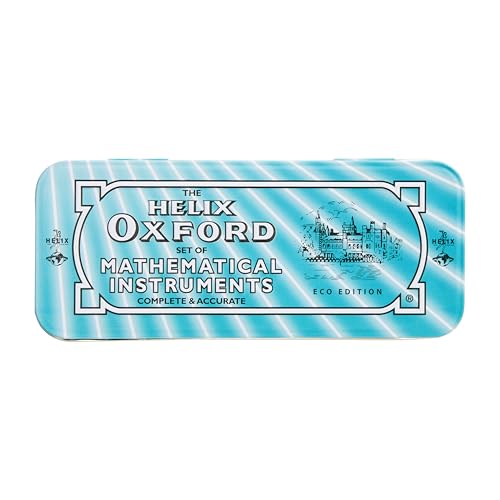 Helix Oxford Cyber Eco Maths Set - 9 Piece Set - Maths Equipment for School, College or Work - Iconic Oxford Maths Set in Light Blue Design