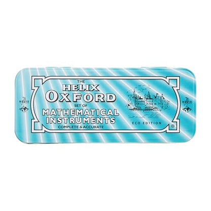 Helix Oxford Cyber Eco Maths Set - 9 Piece Set - Maths Equipment for School, College or Work - Iconic Oxford Maths Set in Light Blue Design