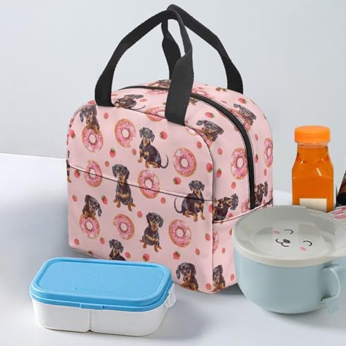 Cute Dachshund Kids Lunch Box Large Capacity Insulated Lunch Bag Portable Handle Thermal Picnic Cool Bags Multifunctional for School Picnic Travel Hiking Camping - color: Cute Dachshund