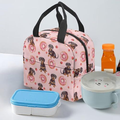 Cute Dachshund Kids Lunch Box Large Capacity Insulated Lunch Bag Portable Handle Thermal Picnic Cool Bags Multifunctional for School Picnic Travel Hiking Camping - color: Cute Dachshund