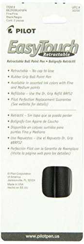 Pilot EasyTouch Retractable Ball Point Pens, Fine Point, Black Ink, 2-Pack (32250)