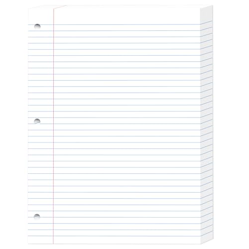 White Loose Leaf Paper 8 x 10.5, 130 Sheets Lined Paper College Ruled Paper, 3 Hole Punched Notebook Paper College Ruled, 3 Ring Binder Paper 8 x 10.5, Filler Paper College Ruled for Office, School - color: White-130 Pcs