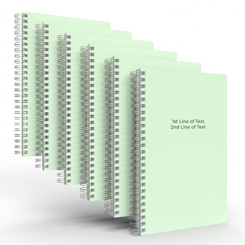 Custom Spiral Notebook Journals with a Pastel Green Colored Cover - 6 Pack of 5" x 8" – College Ruled, Hard Cover, 50 Sheets Per Book – For Journaling, Office, School Supplies, etc. - color: Pastel Green, size: 5" x 8"