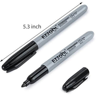 Ezzgol Black Permanent Markers Bulk, 40 Packs Fine Tip Permanent Waterproof Premium Smear Pens, Quick Drying, Office Supplies for School, Office, Home