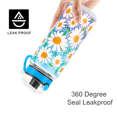 Cute Water Bottle for School Kids Girls, BPA FREE Tritan & Leak Proof & Easy Clean & Carry Handle, 23oz/ 680ml - Daisy - color: Daisy