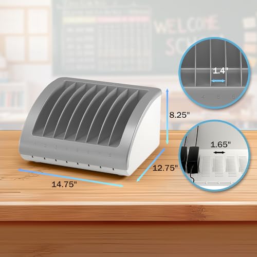 6-Pack, 8-Device Universal AC Laptop Charging Station with Power Strip | Charging Dock for Multiple Tablets, Chromebooks & iPads, Laptop Organizer with Cable Management for Classroom, Office, Lab - size: 6 PACK - 8 Tablet/Chromebook