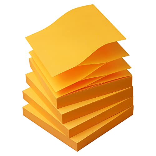 Sticky Notes 3x3 Pop Up Self-Stick Notes Pads with Bright Colors, Easy to Post for Office, School, Home, 4 Pads/Pack, 90 Sheets/Pad (Orange) - color: Orange