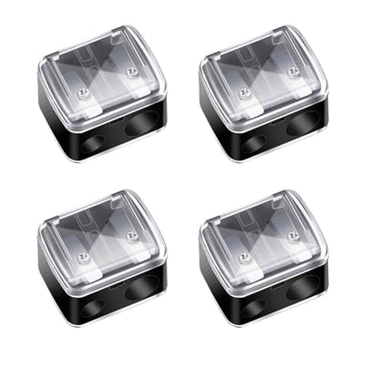 Makeup Pencil Sharpener, 4 Pack Dual Hole Cosmetic Pencil Sharpener for Lip Liner Eyeliner and Brow Pencils, Cosmetic Manual Tools for Women and Makeup Artists,Stainless Steel Blades and Plastic Cover - color: ‎black