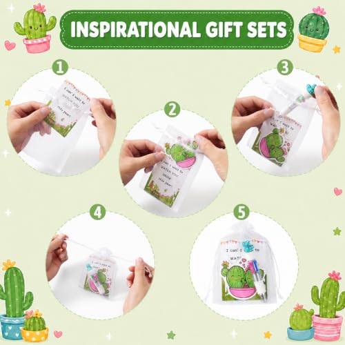 Back To School Student Gift Set Classroom Welcome Kit 24 Pack | 122 Pcs Student Gift Set Includes Pens Cards Gift Bags Cactus Stickers For Classroom Welcome First Day Desk Surprise Activity