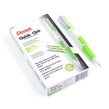Pentel QUICK CLICK Mechanical Pencil (0.7mm), Green Barrel, Box of 12 Pencils (PD217D) - color: Green, size: 12 Count (Pack of 1), style: 0.7mm