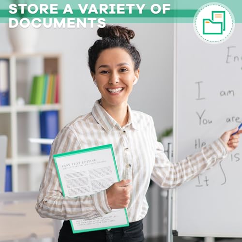 Henoyso 48 Pcs Green School and Home 2 Pocket Folders with 4 Clear Inner Pockets Plastic Heavy Duty Homework Folders Parent Teacher Communication for Student Home Office Classroom,11 x 9 Inch - color: Green