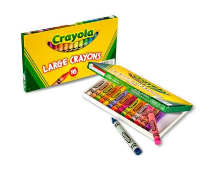 Binney & Smith Crayola(R) Large Crayon Set, Lift-Lid Box, Assorted Colors, Box Of 16