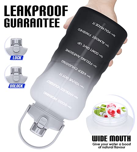 HydroPal 1 Gallon Water Bottles with Straw, 128 oz Water Bottle BPA Free Innovative 2-IN-1 Lid Gym Bottle with Times to Drink Motivational, Large for Sports Fitness Camping Water Jug （13.8X5.5 inch） - color: Moonlit Asteroid