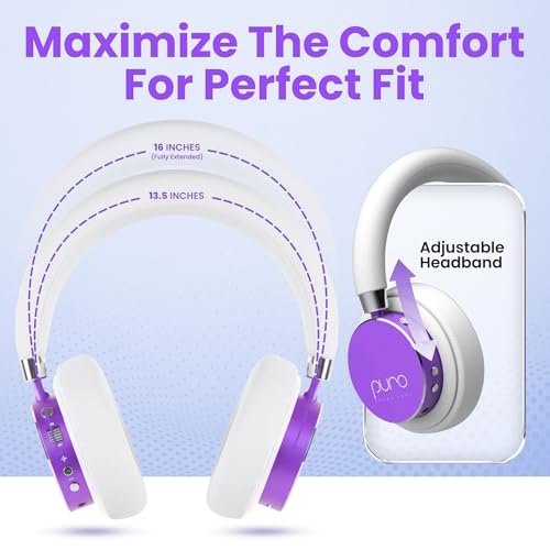 Puro Sound Labs Kids Wireless Headphones – Volume-Limiting 85dB, Built-in Mic, Studio-Grade Sound, 20-Hour Battery Life, Comfortable & Easy to Connect Kids Bluetooth Headphones – BT2200 Plus, Purple - color: Purple