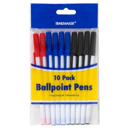 Trail maker Ballpoint Pens - 1000 Pens Bulk, Red Black Blue Ink, 0.3 mm, Wholesale School & Office Supplies 100 Packs of 10 Pens)