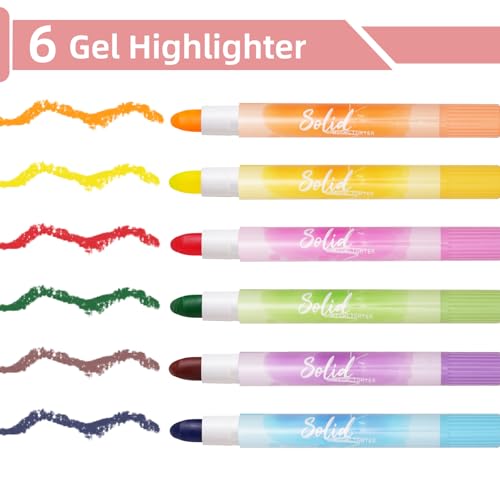 No Bleed Gel Highlighter, Bible Highlighters, Cute Bible Markers Study Journaling School Supplies and Accessories, Pack of 6