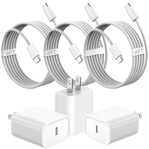아이폰 17 16 충전기 고속 충전 20W 타입 C 충전기 1.8m(6피트) USB C 케이블 포함 - color: 우븐, size: 3팩 6피트