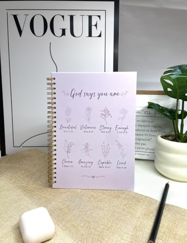 Christian Spiral Notebooks For Women - Bible Study Prayer Journal Dairy With God Says,140 Pages,Hardcover Coil-Bound Subject Notebook College Ruled,Inspirational Gifts For Church Members Journals For Writing, A5(5.8"X8.3") (Purple) - color: Purple