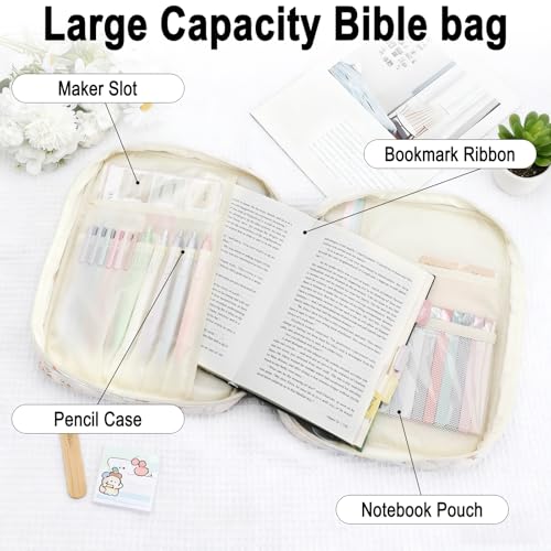 Bible Cover Case Study Supplies for Women Gifts Large Bible Cover with Highlighters Pens Tabs Cute Quilted Carrying Case Christian Journal Kit Accessories Christian Gifts Sticky Notes A - color: Bc-bible cover case with highlighters pens tabs