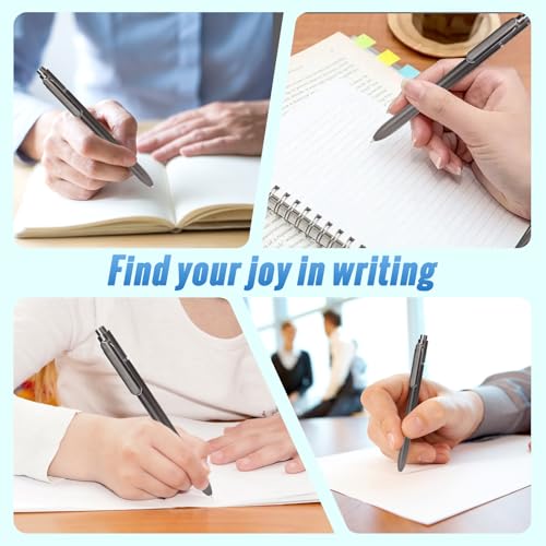 12 Pcs Black Gel Pens 0.5mm Retractable Pen, Gel Ink Pens Bulk, Gray | Quick Drying Fine Point Pens Smooth Writing, ABS Case with Pocket Clip Perferct for Office,Back to School - color: Black, size: 1 Count (Pack of 12)