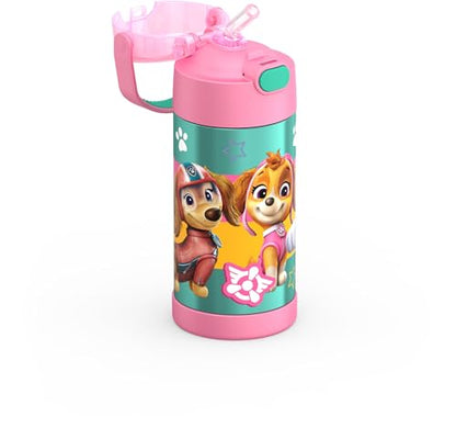 THERMOS FUNTAINER Water Bottle with Straw - 12 Ounce - Kids Stainless Steel Vacuum Insulated Water Bottle with Lid, Paw Patrol Girl - color: Paw Patrol Girl