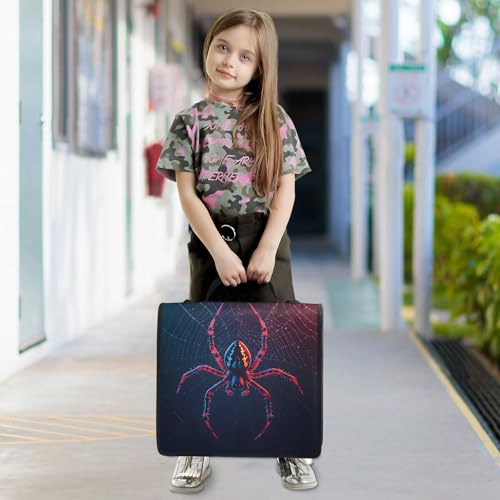 Spider Zipper Binder Bag 3 Ring Binder with Shoulder Strap Zip Up 500 Sheets Capacity Multi Pockets for School Office Supplies - color: Multi479, size: Fit 500 Sheets