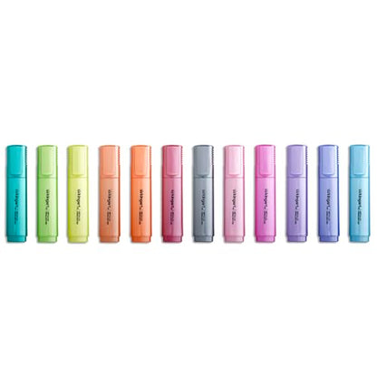 KINGART Highlighters 12 Metallic Colors, Dual-tipped: Chisel and Fine - Modern Marking Pens for Writing, Paper, Water Resistant, Translucent Ink, Sketchbook Friendly
