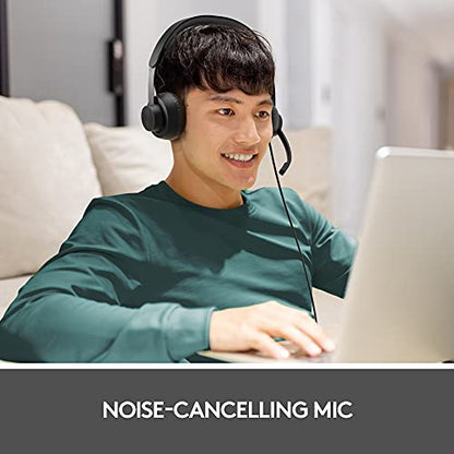Logitech Zone 750 Wired On-Ear Headset with Advanced Noise-canceling Microphone, Simple USB-C and Included USB-A Adapter, Plug-and-Play Compatibility for All Devices - size: One Size
