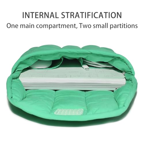 Puffy Laptop Sleeve 13-14 Inch, Soft Laptop Case, Light Green Set | Compatible with 13-14 Inch Macbook Pro/Air/Neo, Asus/Dell/Lenovo Laptops, Protective Carrying Bag with Cable Storage Pouch - color: Light Green Set, size: 13/14