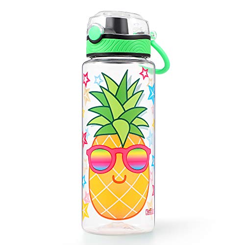 Cute Water Bottle for School Kids Girls, BPA FREE Tritan & Leak Proof & Easy Clean & Carry Handle, 23oz/ 680ml - Pineapple - color: Pineapple
