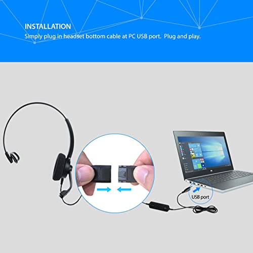 IPD IPH-160 USB Headset with Noise Cancelling Microphone for Office and Call cengter- Compatible with Skype, Microsoft Teams, Cisco Jabber, Avaya One-X and Other Soft Phones - color: Foam Cushion, style: Monaural